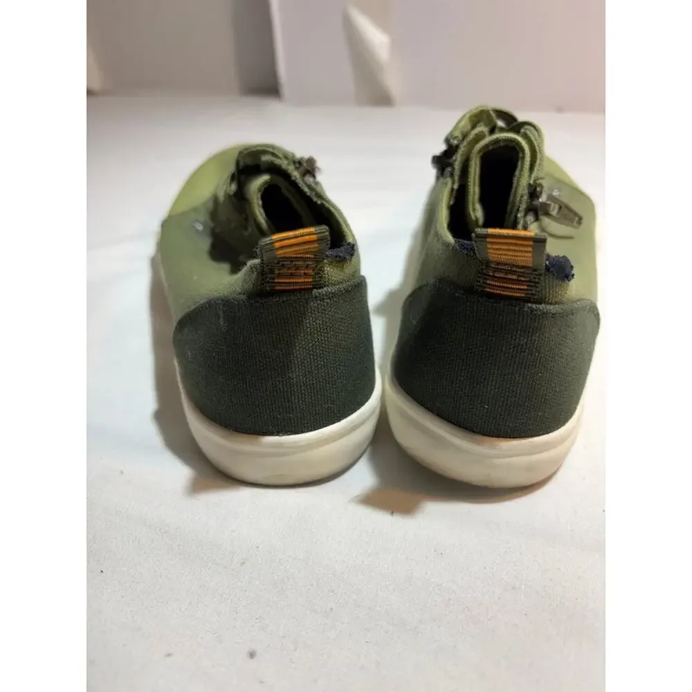 Cat & Jack Green Canvas Sneakers with Side Zipper Sz 5